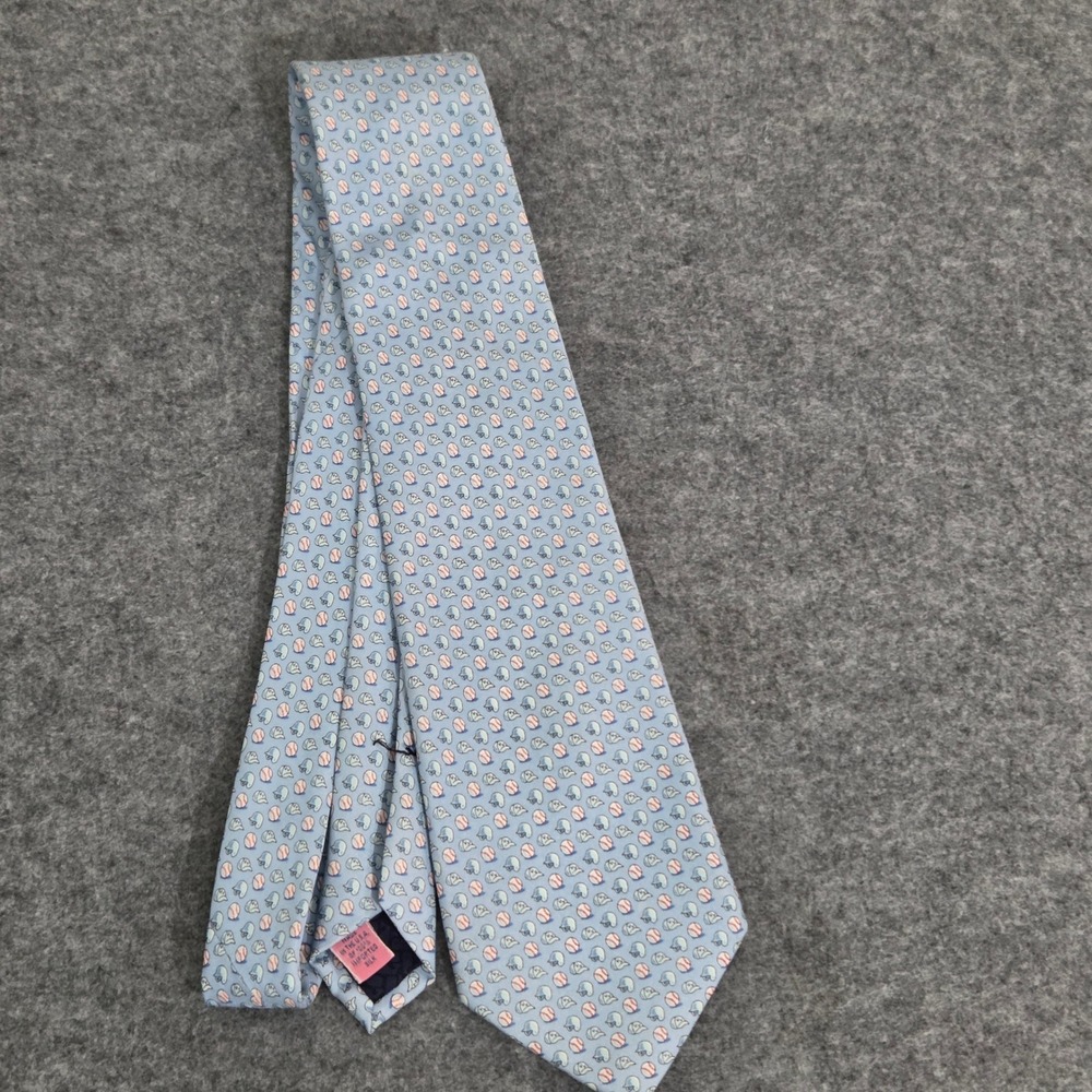 Vineyard Vines Men's Silk Tie Baseball Helmets Balls Blue Shep Ian Preppy USA